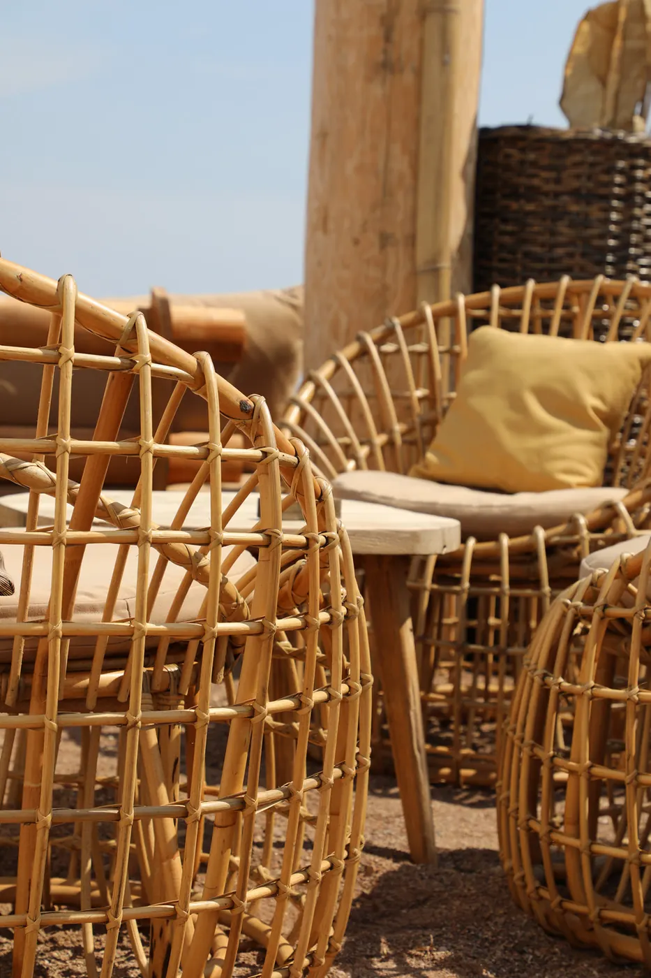 Fauteuils en rotin tressé à dossier enveloppant