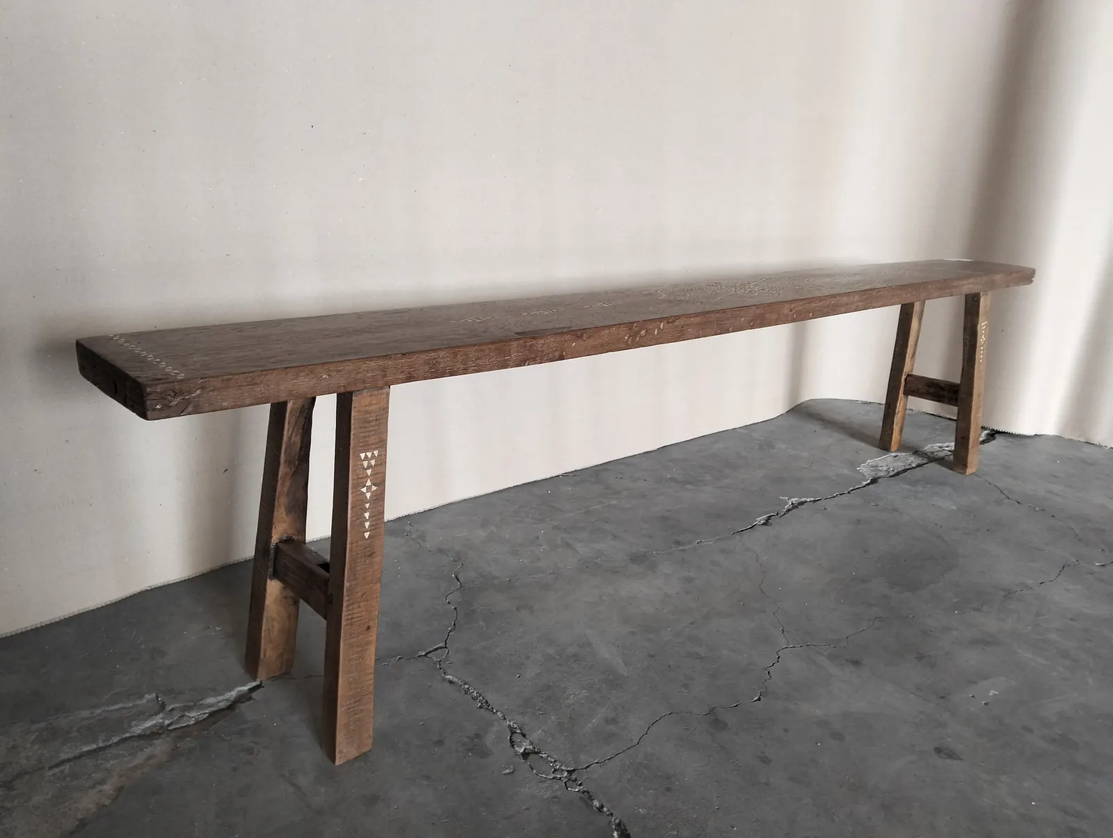 Banc d'appoint en teck, piètement en V