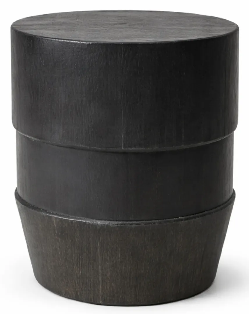 Tabouret cylindrique en bois laqué noir