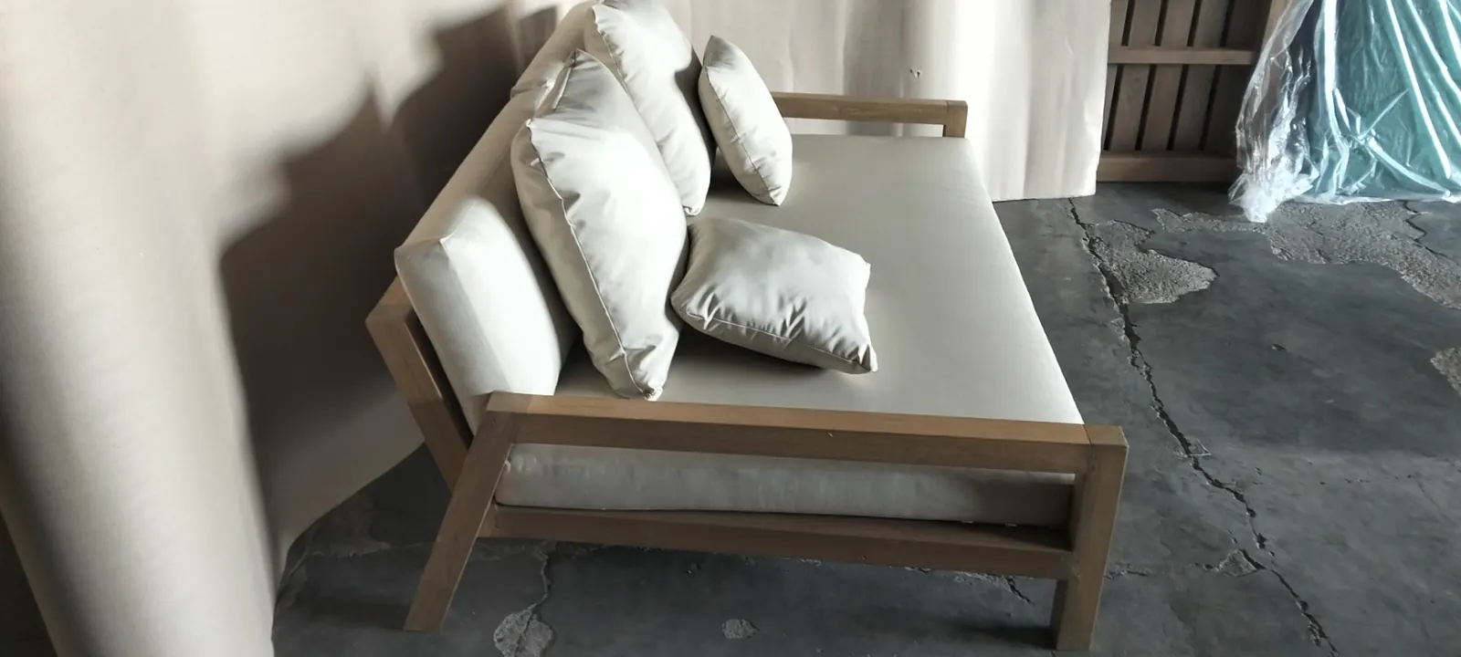 Daybed d'angle en teck, assise profonde