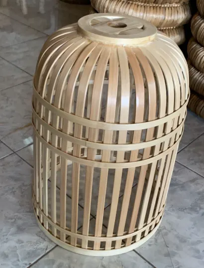 Suspension cage en bambou blanchi