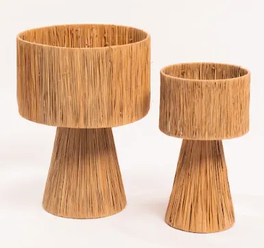 Lampes à poser en raphia, deux tailles